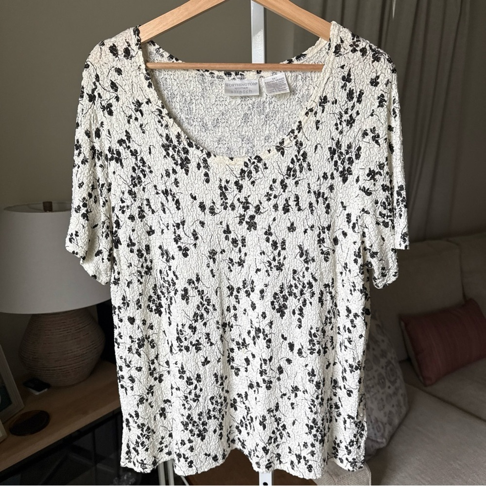 Worthington Women’s Stretch White/black Blouse Size XXL